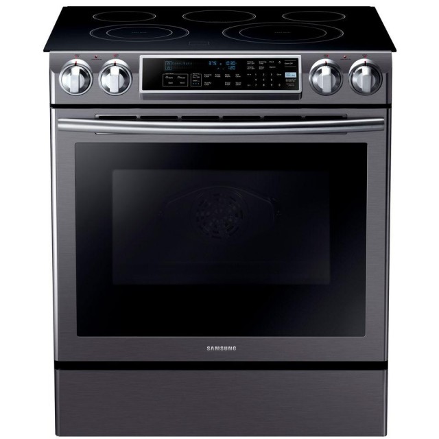 Samsung NE58K9500SG 5.8 cu. ft. Slide-In Electric Range with Self-Cleaning Dual Convection Oven in Black Stainless Steel