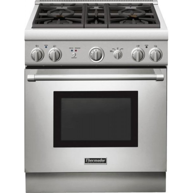 Thermador PRO Harmony Series PRG304GH 30 in. 4.4 cu. ft. Freestanding Gas Range, Sealed Cooktop, Convection Oven, Fastest Boil in Stainless Steel