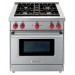 Wolf GR304 30 in. 2.9 cu. ft. Freestanding Gas Range with 4 Burners, Grill, Convection Oven in Stainless Steel