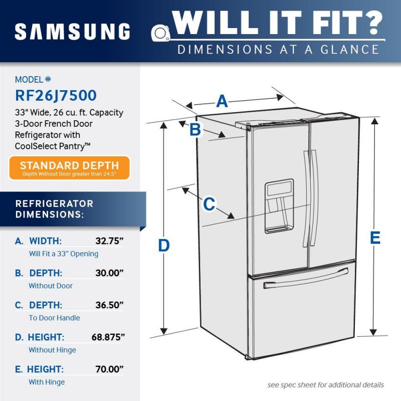 Samsung RF26J7500SR 33 in. W 25.5 cu. ft. French Door Refrigerator in