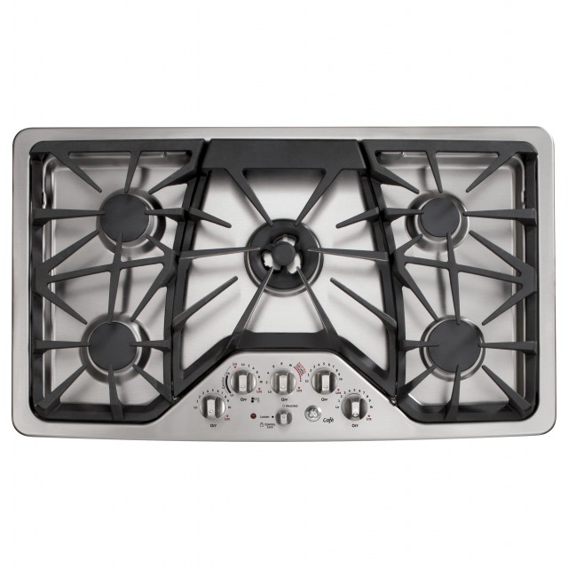 GE Cafe CGP650SETSS 36 in. Deep Recessed Gas Cooktop with 5 Burners including Tri-Ring Burner in Stainless Steel