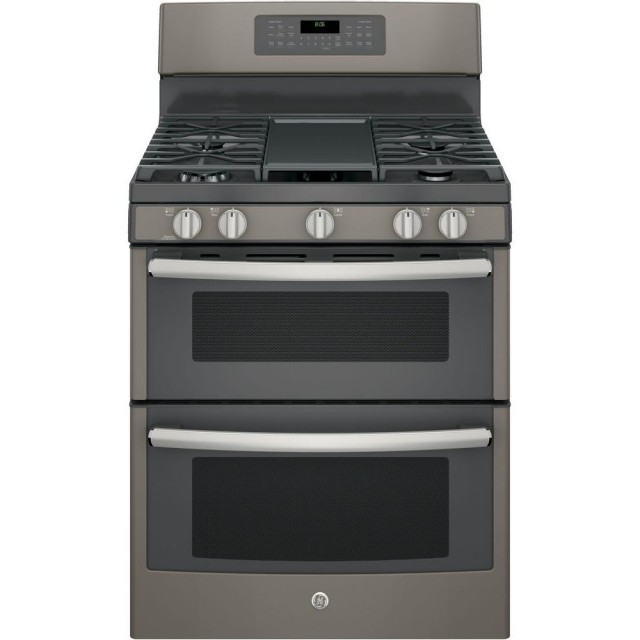 GE JGB860EEJES 6.8 cu. ft. Double Oven Gas Range with Self-Cleaning Convection Oven (Lower Oven) in Slate