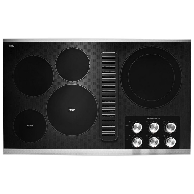 KitchenAid KCED606GSS 36 in. Electric Downdraft Cooktop in Stainless Steel with 5 Elements