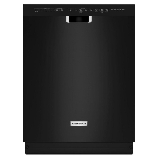 KitchenAid KDFE204EBL 24 in. Front Control Dishwasher in Black with Stainless Steel Tub