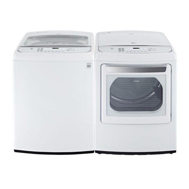 LG WT1801HWA 4.9 cu. ft. Top Load Washer and DLGY1702WE 7.3 cu. ft. Gas Dryer and Steam in White