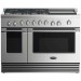 DCS RGV2486GDN 48 In Gas Range with  5.3 cu. ft. Convection Oven,  2.4 cu. ft. Secondary Oven,  6 Sealed Burners and VS48 Professional Series 48 Inch Wall Mount Ducted Hood with 1200 CFM, Halogen Lights, in Stainless Steel