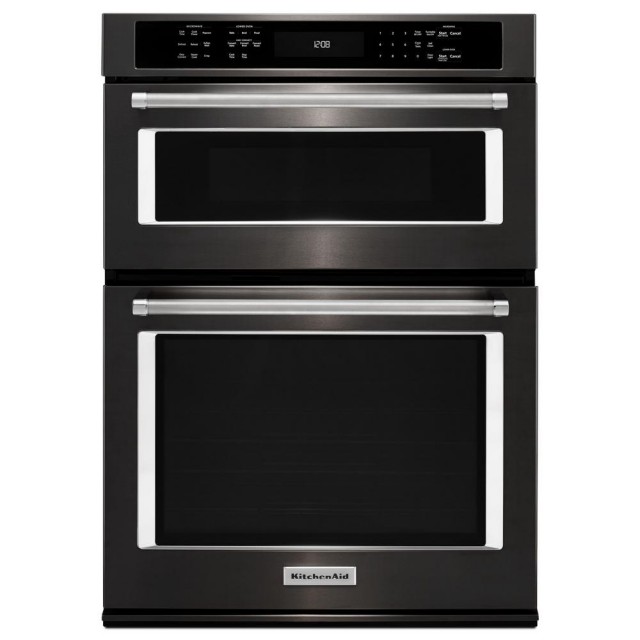 KitchenAid KOCE500EBS 30 in. Electric Even-Heat True Convection Wall Oven with Built-In Microwave in Black Stainless