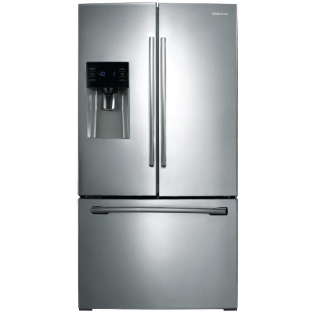 Samsung RF263TEAESR 25.6 cu. ft. French Door Refrigerator with Spill Proof Glass Shelves, Humidity Controlled Crispers, Dual Ice Makers and External Ice/Water Dispenser: Stainless Steel