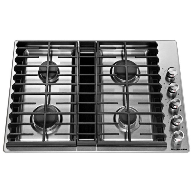 KitchenAid KCGD500GSS 30 in. Gas Downdraft Cooktop in Stainless Steel with 4 Burners