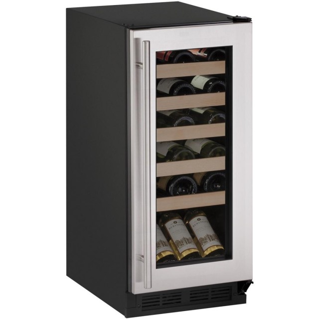 U-Line 1000 Series U1215WCS00B Built-In and Freestanding Wine Cooler with 24 Bottle Capacity in Stainless Steel