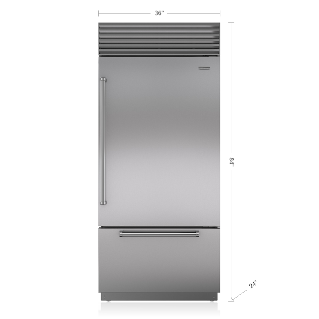 Sub-Zero BI-36U/S/PH-RH 36" Classic Over-and-Under Refrigerator/Freezer