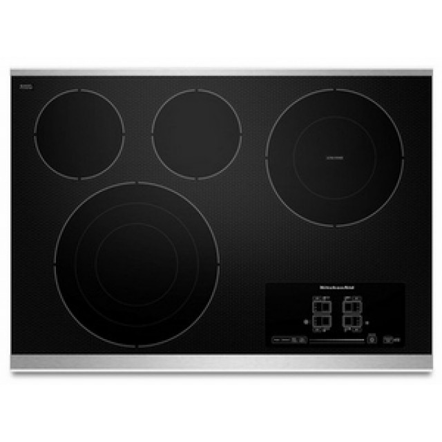 KitchenAid KECC607BSS Smooth Surface Electric Cooktop with 4 Burners in Stainless Steel