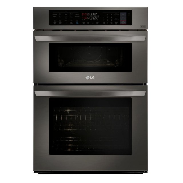 LG LWC3063BD 30 in. Electric Convection and EasyClean Wall Oven with Built-In Microwave in Black Stainless Steel