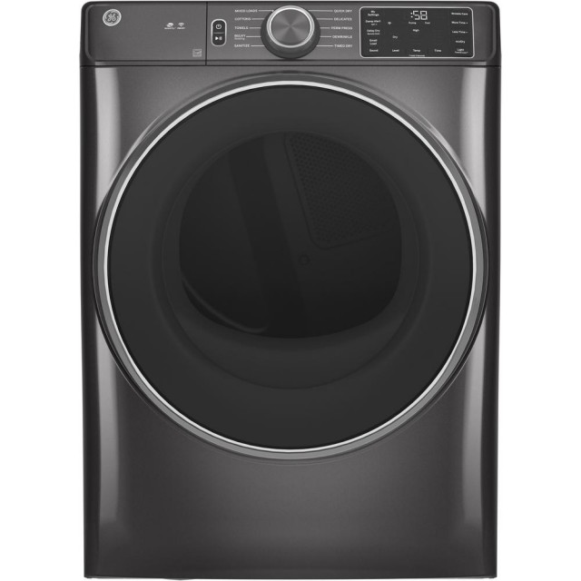 GE GFD55GSPNDG 7.8 cu. ft. Smart 120-Volt Diamond Gray Stackable Gas Vented Dryer with Sanitize Cycle, ENERGY STAR