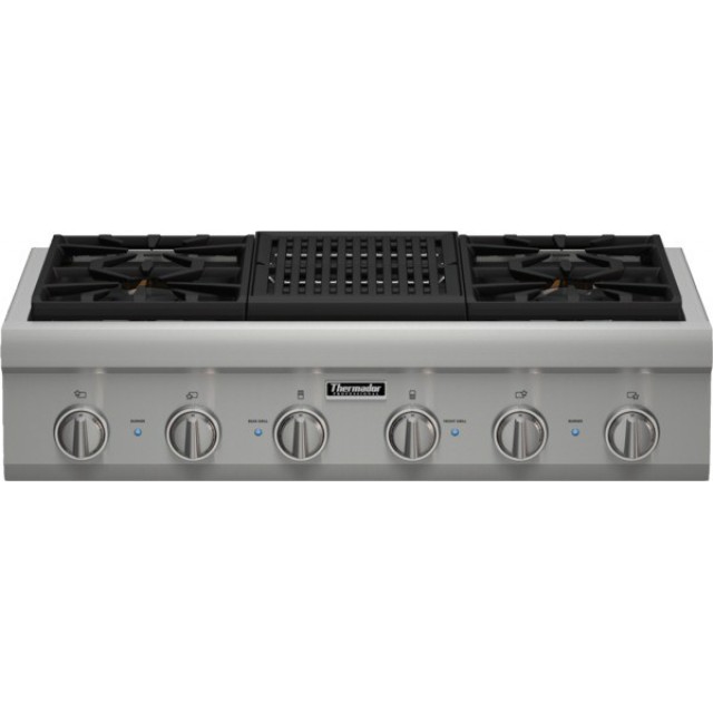 Thermador PCG364NL Professional Series 36 Inch Pro-Style Gas Rangetop with 4 Pedestal Star Burners in Stainless Steel