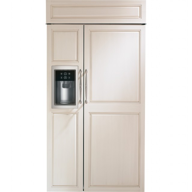 GE Monogram ZISB420DH 42 Inch Built-in Side by Side Refrigerator with Adjustable Spill Proof Glass Shelves, Adjustable Gallon Bins, Wine Caddy, Water/Ice Dispenser, in Panel Ready