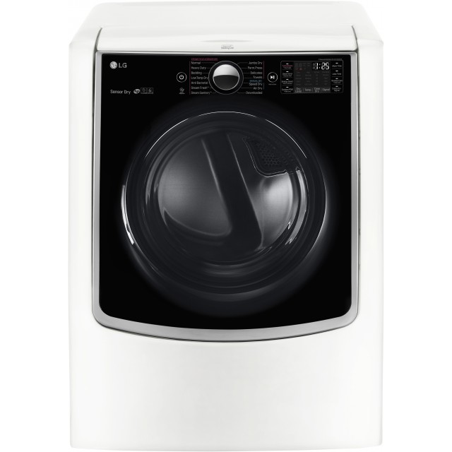 LG DLEX9000W TurboSteam Series 29 Inch 9.0 cu. ft. Electric Dryer with TurboSteam™, FlowSense™, Smart ThinQ® Wi-Fi, SmartDiagnosis™, Wrinkle Care, 14 Dry Cycles and 5 Temperature Selections in White