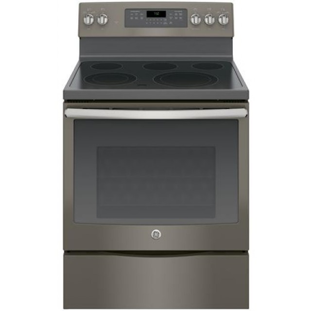 GE JB750EJES 30 Inch Freestanding Electric Range with True Convection, Fast Preheat, Power Boil, Warming Zone, Steam Self-Clean and 5 Smoothtop Elements 5.3 cu. ft. Oven in Slate