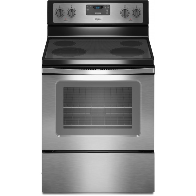 Whirlpool WFE320M0ES 30 Inch Freestanding Electric Range with 4 Radiant Elements, 3,000 Watts, 4.8 cu. ft. Traditional Oven, Easy Wipe Ceramic Glass Cooktop and FlexHeat Element: Stainless Steel