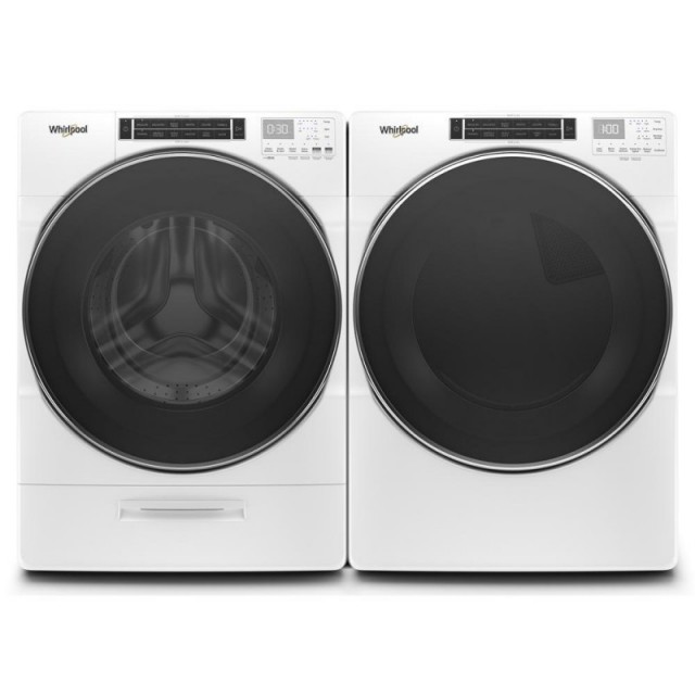 Whirlpool WFW8620HW 5.0 cu. ft. Stackable Front Load Washer and WGD8620HW 7.4 cu. ft. 120-Volt White Stackable Gas Vented Dryer in White