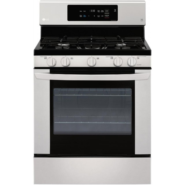 LG LRG3060ST 30 Inch Smart Freestanding All Gas Range with Natural Gas, 5 Sealed Burners, Wi-Fi Enabled, 5.4 cu. ft. Total Oven Capacity in Stainless Steel
