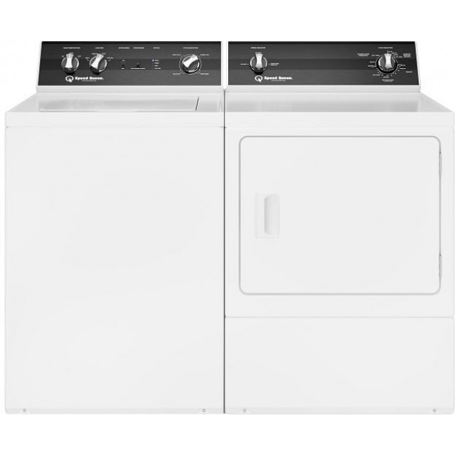 Speed Queen TR3003WN 26 Inch Top Load Washer with 3.2 cu. ft. Capacity and DR3000WG 27 Inch Gas Dryer with 7 cu. ft. Capacity, Extreme Tested Electronic Controls, 3 Year Warranty, in White