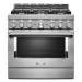 KitchenAid KFGC506JSS 36 in. 5.1 cu. ft. Smart Commercial-Style Gas Range with Self-Cleaning and True Convection in Stainless Steel