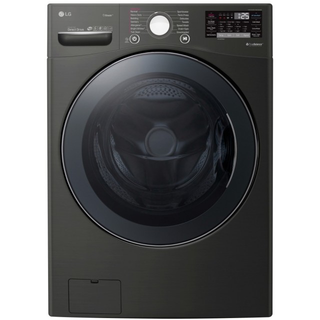 LG WM3900HBA 27 in. 5 cu. ft. Ultra Large Capacity Black Steel Front Load Washer with Turbo Wash Steam and Wi-Fi Connectivity
