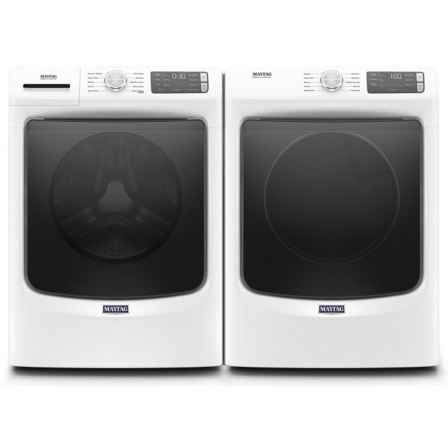 Maytag MHW5630HW 4.5 cu. ft. Stackable Front Load Washer and MGD5630HW 7.3 cu. ft. 120 Volt Stackable Gas Vented Dryer in White