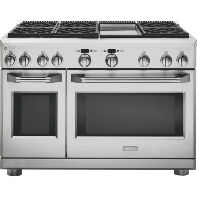 GE ZGP486NDRSS Monogram 48 Inch Pro-Style All-Gas Range with 6 Sealed Dual-Flame Stacked Burners, Griddle, 6.2 cu. ft in Stainless Steel