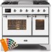 Ilve UMD10FDNS3RALC Majestic II Series 40 Inch Freestanding Dual Fuel Range with Natural Gas, 6 Sealed Brass Burners, 3.82 cu. ft. Total Oven Capacity, Griddle, Convection Oven, Self-Cleaning Mode, Continuous Grates, in Custom RAL Color with Chrome Trim