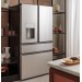 Cafe Modern Glass Collection CVE28DM5NS5 36 Inch Smart 4-Door French-Door Refrigerator with 27.6 Cu. Ft. Capacity, WiFi Connect, TwinChill™ Evaporators, LED Light Tower, Auto Fill Water Dispenser, Humidity Control System, and Full-Width Freezer Tray