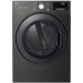 LG WM3900HBA 27 in. 5 cu. ft. Ultra Large Capacity Black Steel Front Load Washer and DLEX3900B 7.4 Cu. Ft. Stackable Smart Electric Dryer with Steam and Sensor Dry - Black Steel