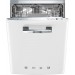 Smeg STFABUPB1 50's Retro Design 24 Inch Fully Integrated Dishwasher with 13 Place Setting Capacity, 10 Wash Cycles, 5 Temperature Selections, Orbital Wash Leak Protection System, Delay Timer, 2 Cutlery Baskets, Adjustable Upper Basket
