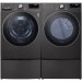 LG WM4200HBA - 5.0 Cu. Ft. High Efficiency Stackable Smart Front-Load Washer and DLEX4200B 7.4 cu. ft. Ultra Large Capacity, Stackable,Electric Vented Dryer, TurboSteam & Wi-Fi Enabled, in Black