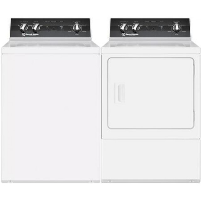 Speed Queen TR5003WN 26 Inch Top Load Washer with 3.2 cu. ft. Capacity and DR5003WG 27 Inch Gas Dryer with 7 cu. ft. Capacity, 9 Dry Cycles, 4 Temperature Settings, Energy Star Certified, 5 Year Warranty, in White