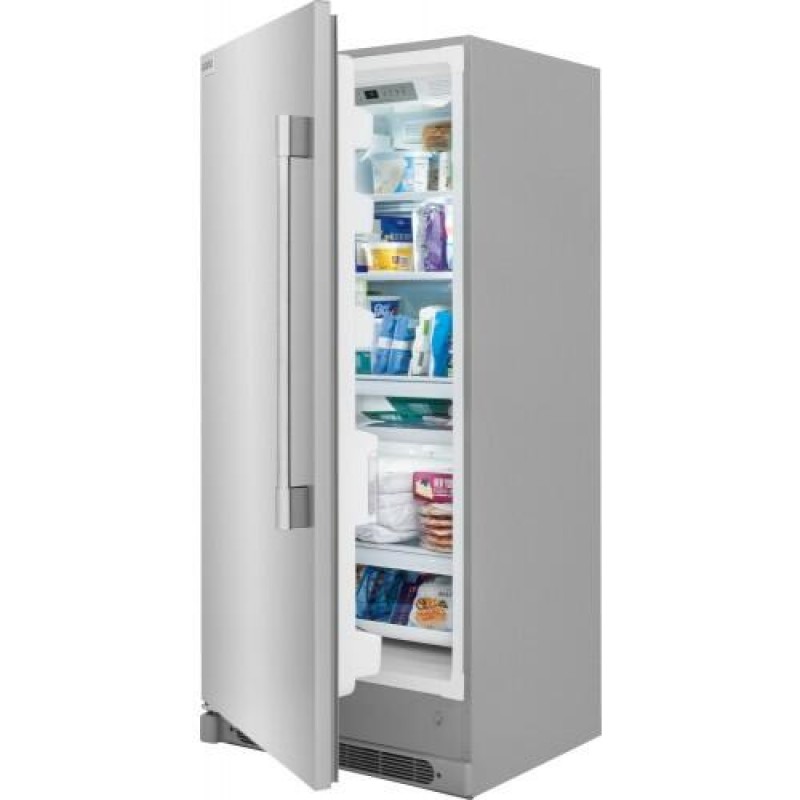 Frigidaire Professional 33 in. 18.9 cu. ft. Upright Freezer with Ice Maker,  Adjustable Shelves & Digital Control - Stainless Steel