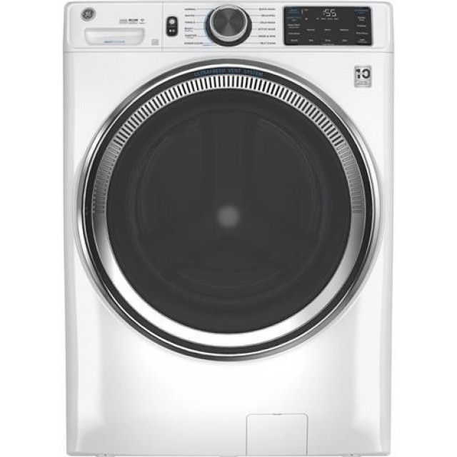 GE GFW650SSNWW 28 Inch Front Load Smart Washer with 4.8 Cu. Ft. Capacity, OdorBlock™, Microban®, SmartDispense™, PowerSteam, 12 Cycles, 9 Options, Sanitize + Allergen, UltraFresh, ADA Compliant, and ENERGY STAR®