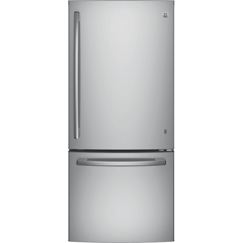 GE GBE21DSKSS 30 Inch Bottom Freezer Refrigerator with 20.9 cu. ft. Capacity, LED Lighting, 2