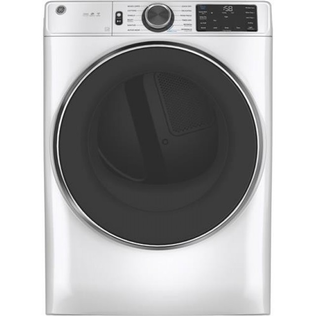 GE GFD65GSSNWW 28 Inch Gas Smart Dryer with 7.8 Cu. Ft. Capacity, Powersteam, Damp Alert, Vent Sensor, 4 Way Venting, 12 Dry Cycles, Quick Dry, Sanitize Cycle, Reduce Static, Wrinkle Care, ADA Compliant, and ENERGY STAR® Certified: White