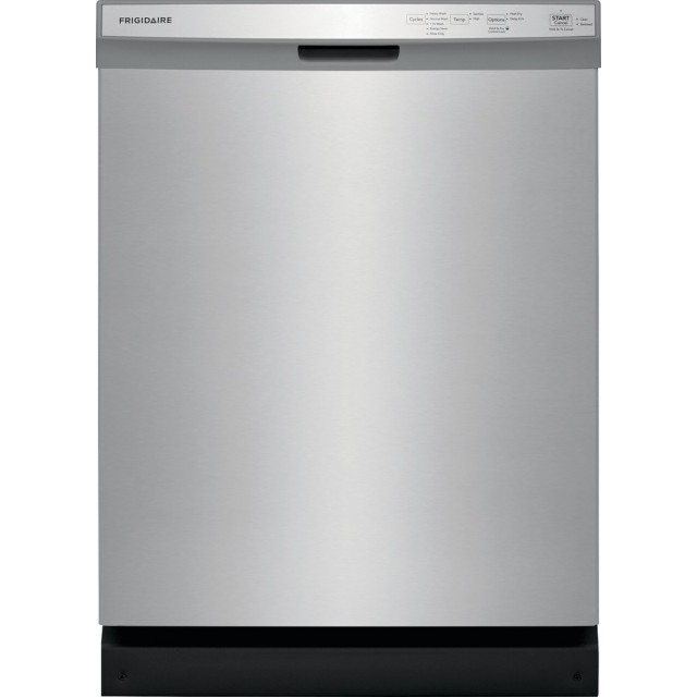 Frigidaire FFCD2418US 24 Inch Full Console Dishwasher with 14 Place Setting Capacity, 5 Wash Cycles, 55dBA Sound Level, Self-Cleaning Filter, Stay-Put Door, Delay Start, Polymer Wash Tub : Stainless Steel