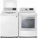 LG WT7305CW 27 Inch Top Load Smart Washer with 4.8 Cu. Ft. Capacity and DLG7301WE 27 Inch Gas Smart Dryer with 7.3 cu. ft. Capacity, in White