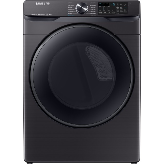 Samsung DVE50R8500V 27 Inch Smart Front Load Electric Dryer with Wi-Fi, Steam Sanitize+, Sensor Dry, Vent Sensor, 12 Preset Drying Cycles, 10 Additional Drying Options, 7.5 cu. ft. Capacity, Stackable: Black Stainless Steel