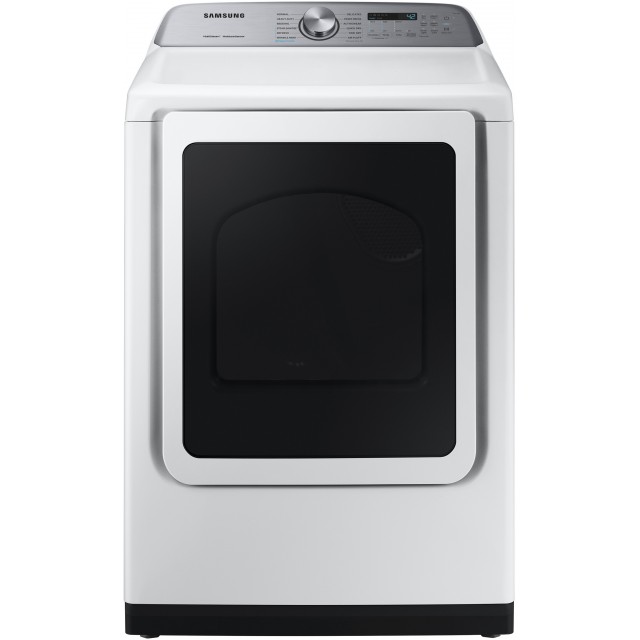 Samsung DVG50R5400W 27 Inch Gas Dryer with Steam Sanitize+, Sensor Dry, 12 Dry Cycles, 9 Additional Dryer Options, 4-Way Venting, Reversible Door and 7.4 cu. ft. Capacity: White