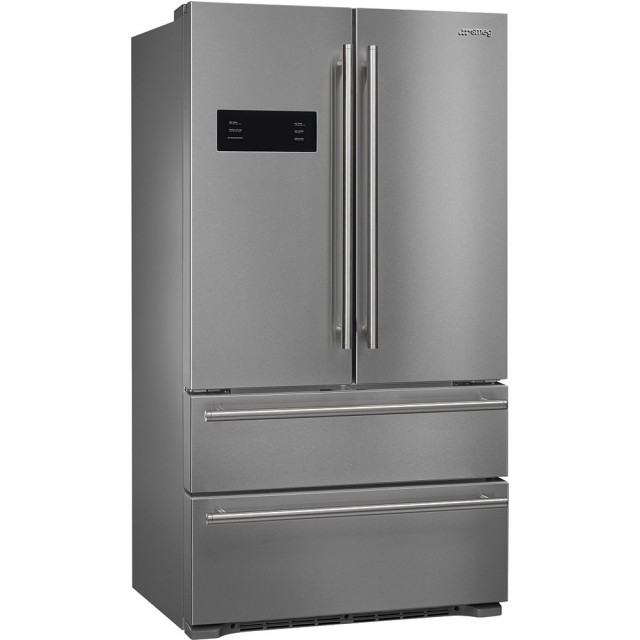 Smeg FQ50UFXE 36 Inch Freestanding Counter Depth French Door Refrigerator with 20.7 cu. ft. Total Capacity, 6 cu. ft. Freezer Capacity, Automatic Defrost, Ice Maker, in Stainless Steel