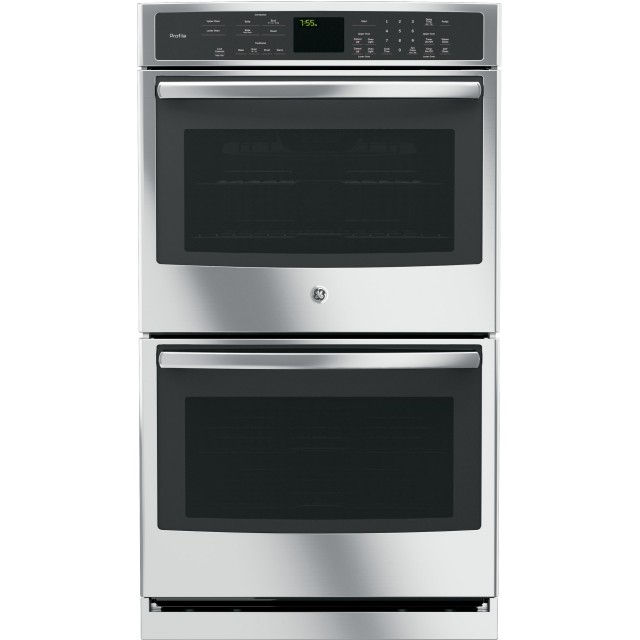 GE PT7550SFSS Profile 30 Inch Double Electric Wall Oven with True Convection, Heavy-Duty Roller Rack, Glass Touch Controls, 10 Total cu. ft. Capacity, in Stainless Steel
