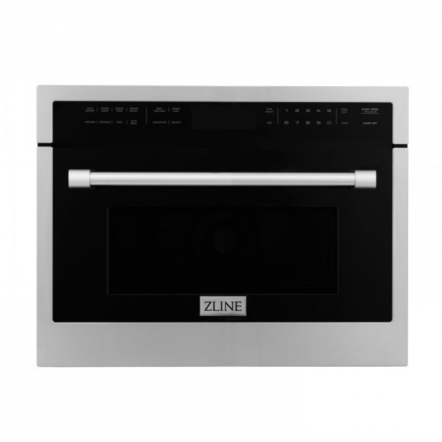 ZLINE MWO24 24 Inch Built-In Convection Microwave Oven with Speed Cook, 1.6 Cu. Ft. Capacity, 11 Power Levels, Sensor Cook, LCD Touch Controls, Child Lock, Broil Mode, and Stainless Steel Interior