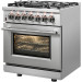 Forno FFSGS612530 30 Inch Dual Fuel Range with Natural Gas, 5 Sealed Burners, 4.32 cu. ft. Total Oven Capacity, Convection Oven, Continuous Grates, Viewing Window, Sealed Burners, Halogen Lighting, Continuous Cast Iron Grates in Stainless Steel
