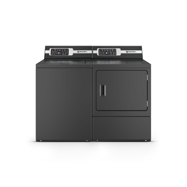 Speed Queen TR7003BN 26 Inch Top Load Washer with 3.2 cu. ft. Capacity and DR7004BE 27 Inch Electric Dryer with 7 cu. ft. Capacity in Matte Black