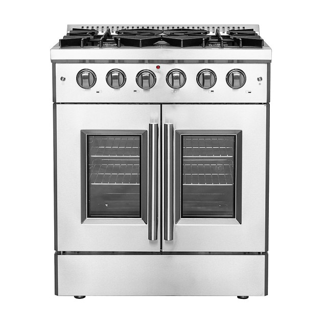 Forno FFSGS6444-30 Gagliano 4.32 Cu. Ft. Freestanding Gas Range with French Doors and LP Conversion Kit - Stainless steel